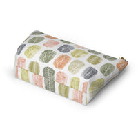 Watercolor Leaf Stamp Accessory Pouch w T-bottom in Green